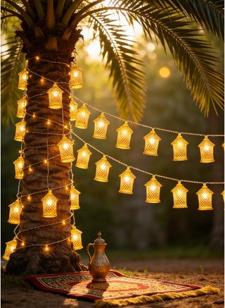 Ramadan Lights, Moroccan Lantern Decorative Lights, 20 LED Fairy Lights 10Ft Battery Powered, Waterproof Golden Raindrop Lights for Ramadan Bedroom Garden Wedding Party Decor - view 2